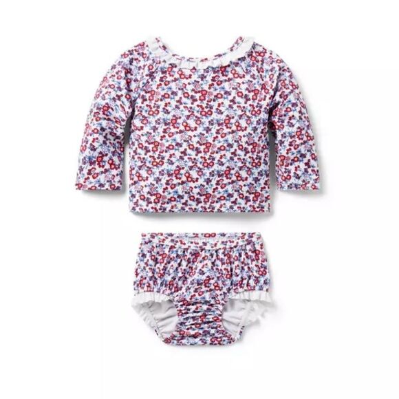 Janie and Jack 100049091 Baby Recycled Floral Rash Guard Swimsuit size 0-3 m NWT - Picture 1 of 12
